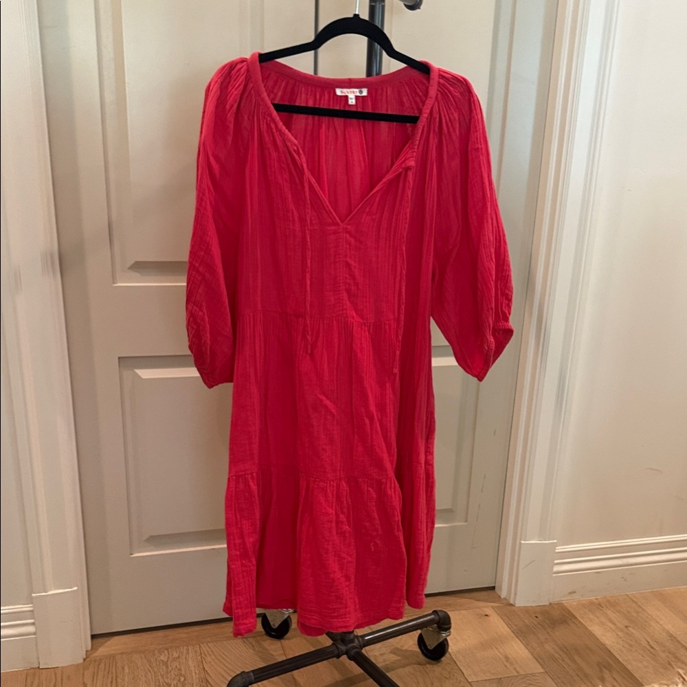 Sundry Vibrant Red Long Sleeve Dress